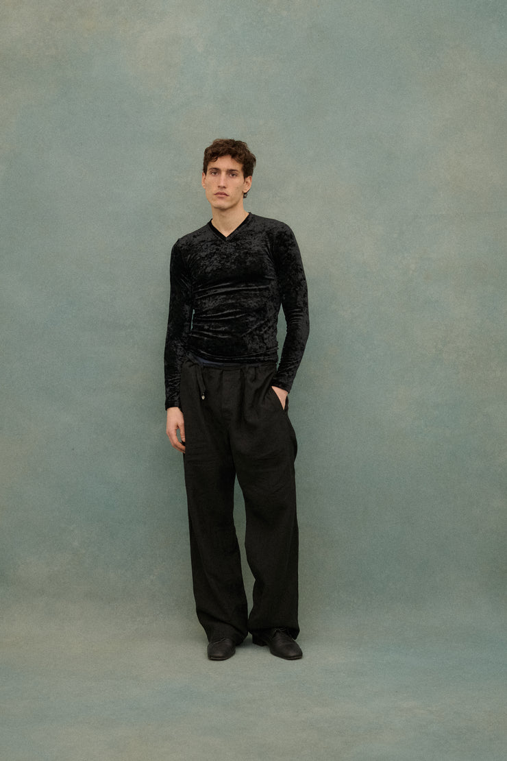 JPG Homme Black Velvet Top - Desert Vintage