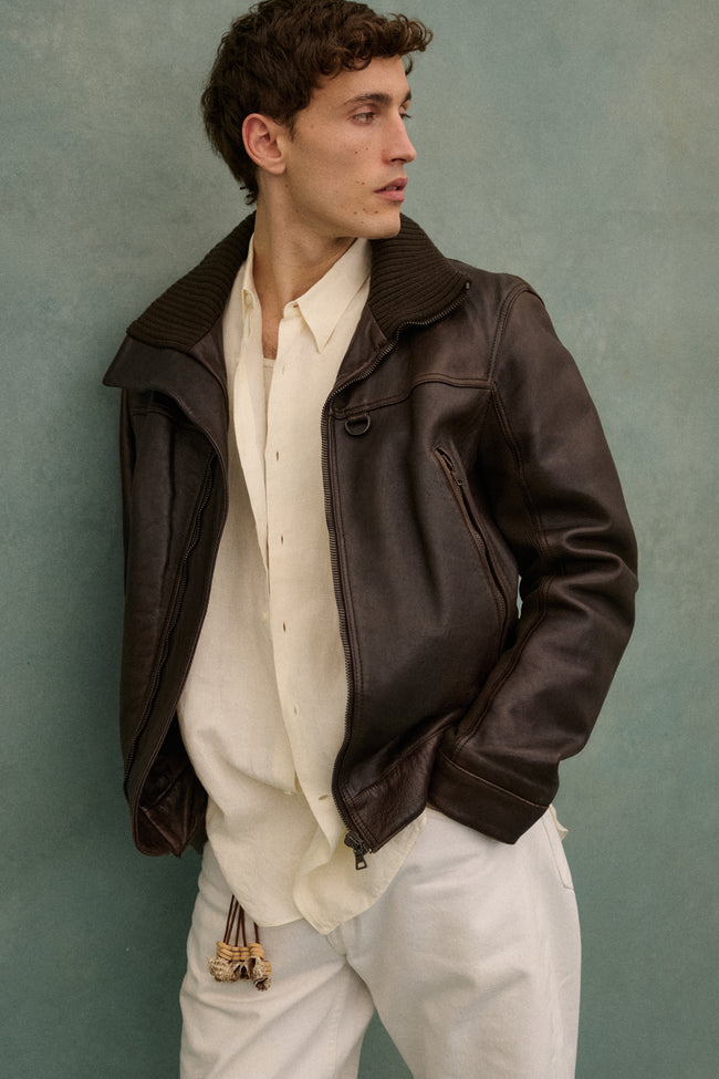 Prada Brown Leather Coat - Desert Vintage