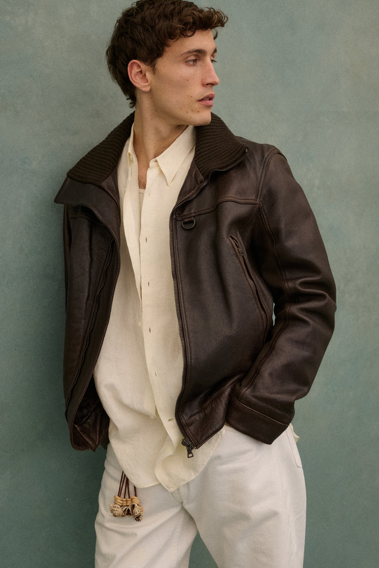 Prada Brown Leather Coat - Desert Vintage