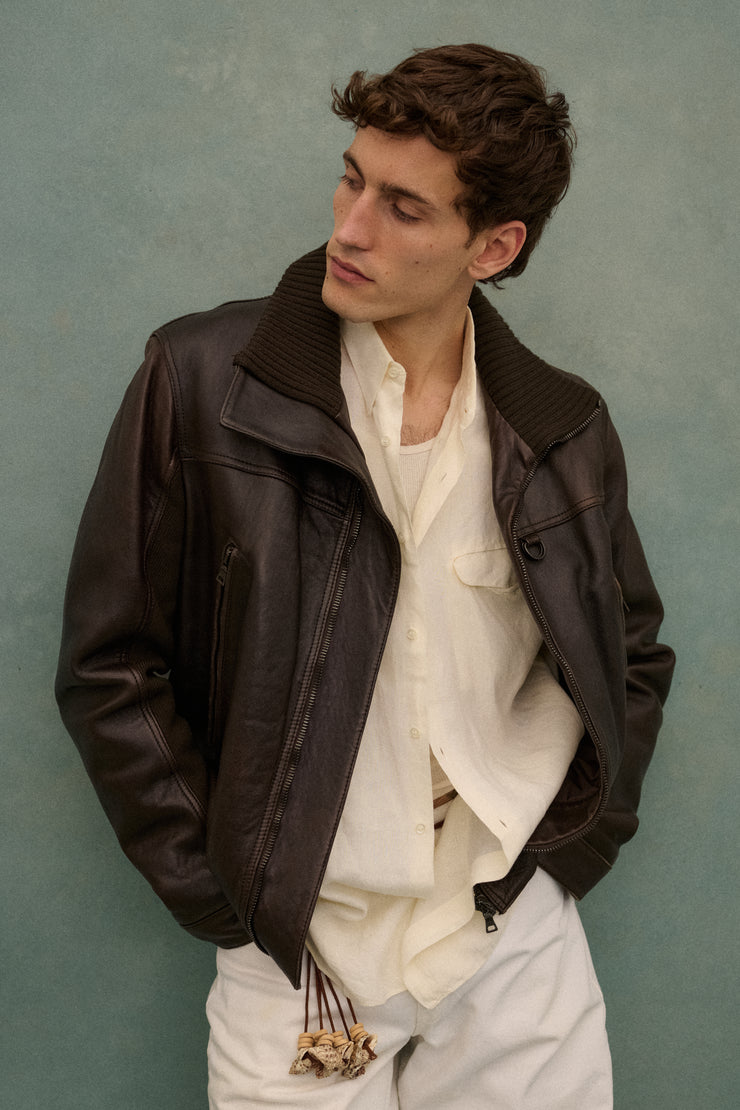 Prada Brown Leather Coat - Desert Vintage