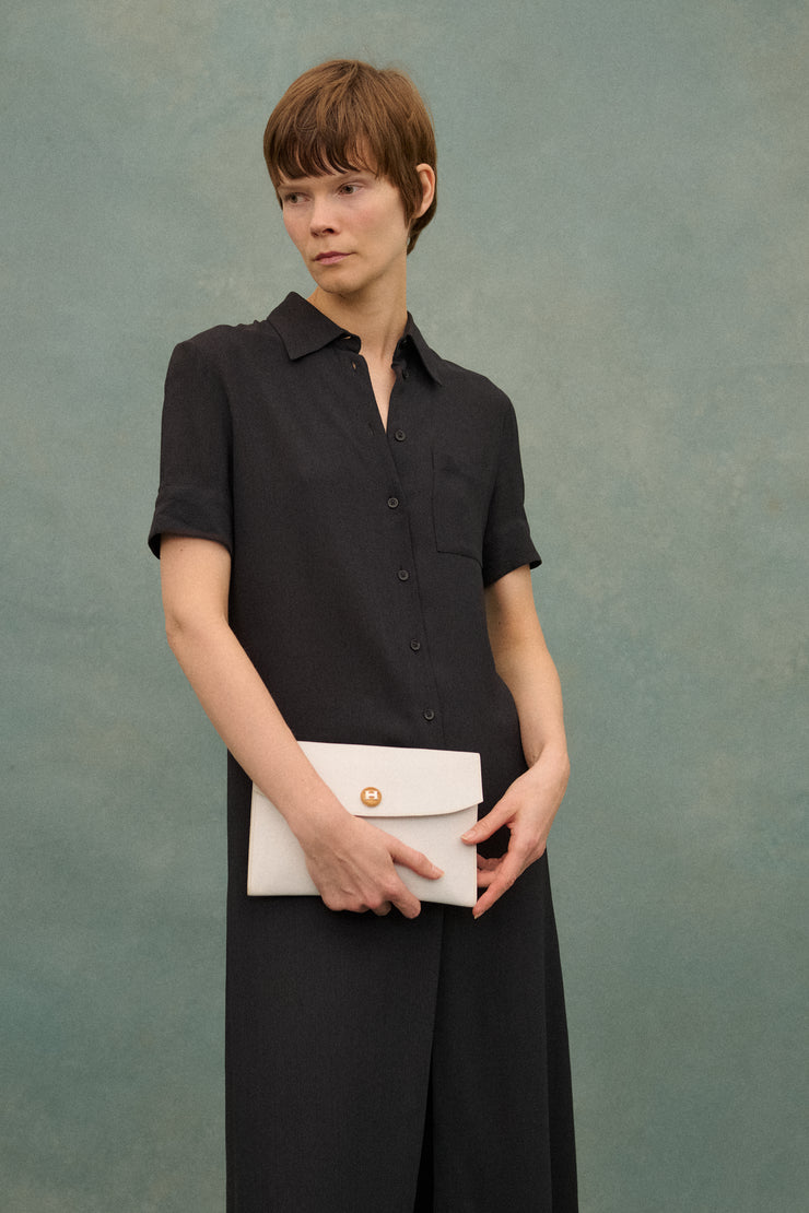 Hermes White Leather Rio Clutch - Desert Vintage