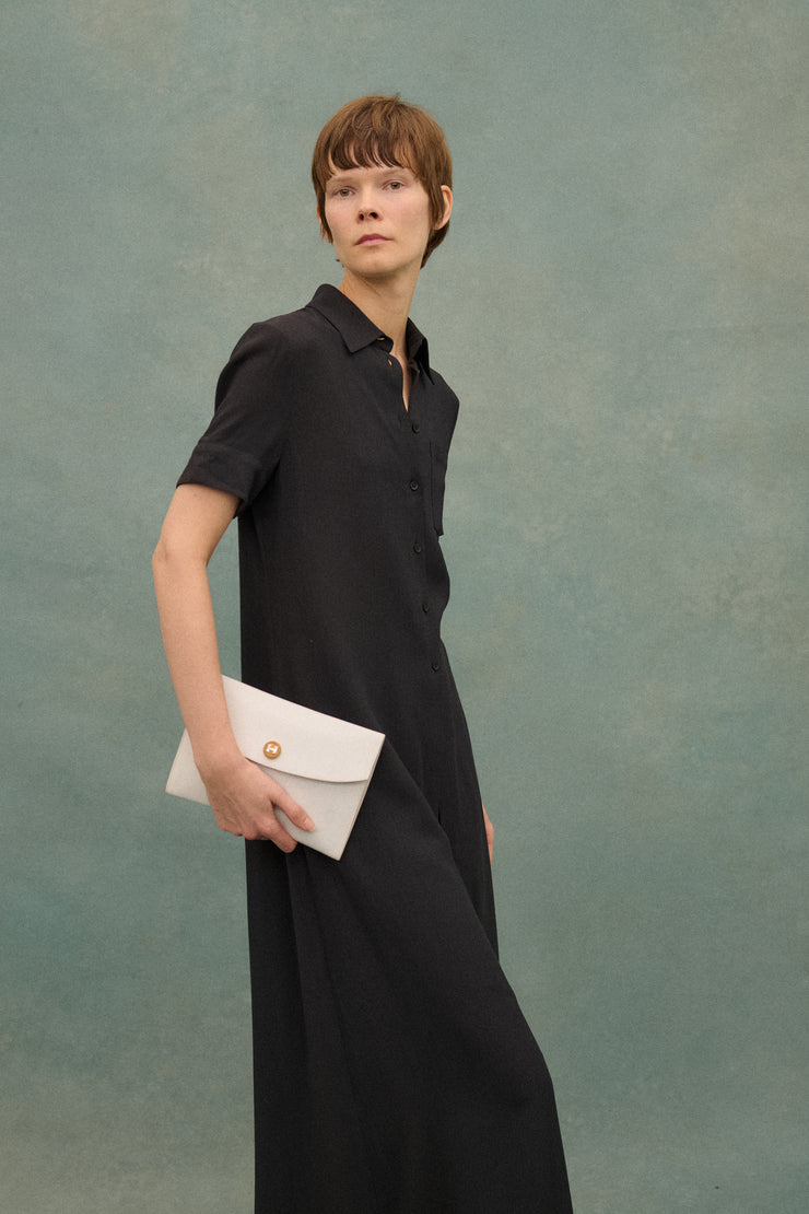 Hermes White Leather Rio Clutch - Desert Vintage