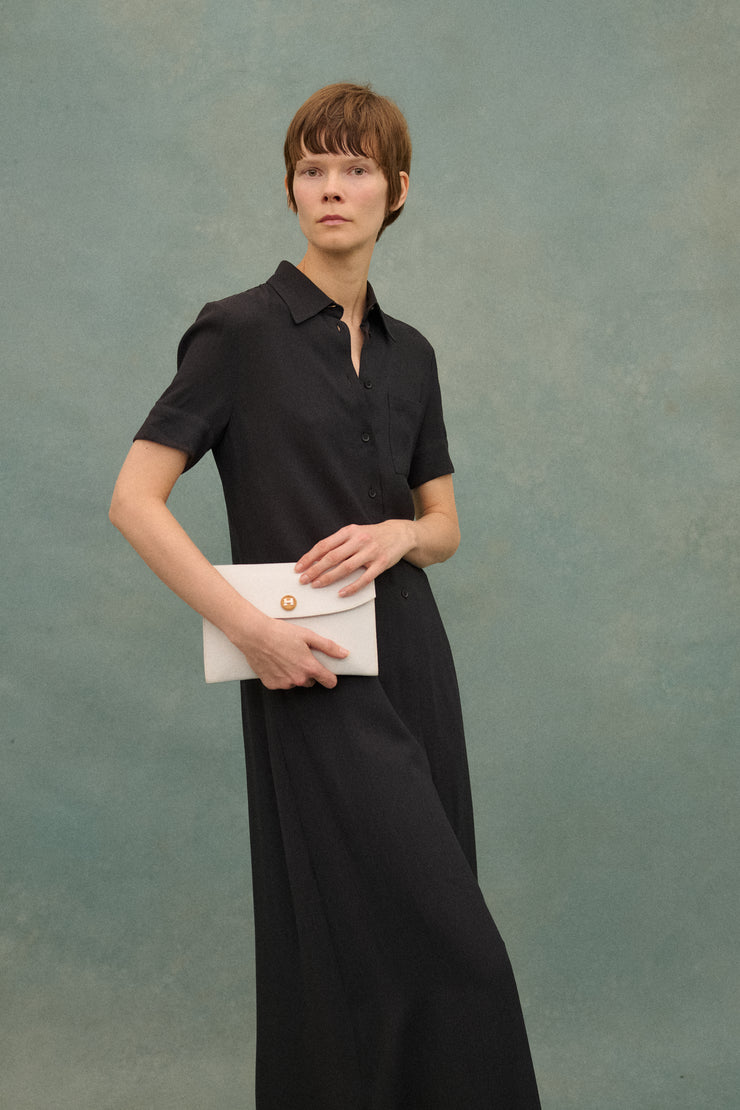 Hermes White Leather Rio Clutch - Desert Vintage