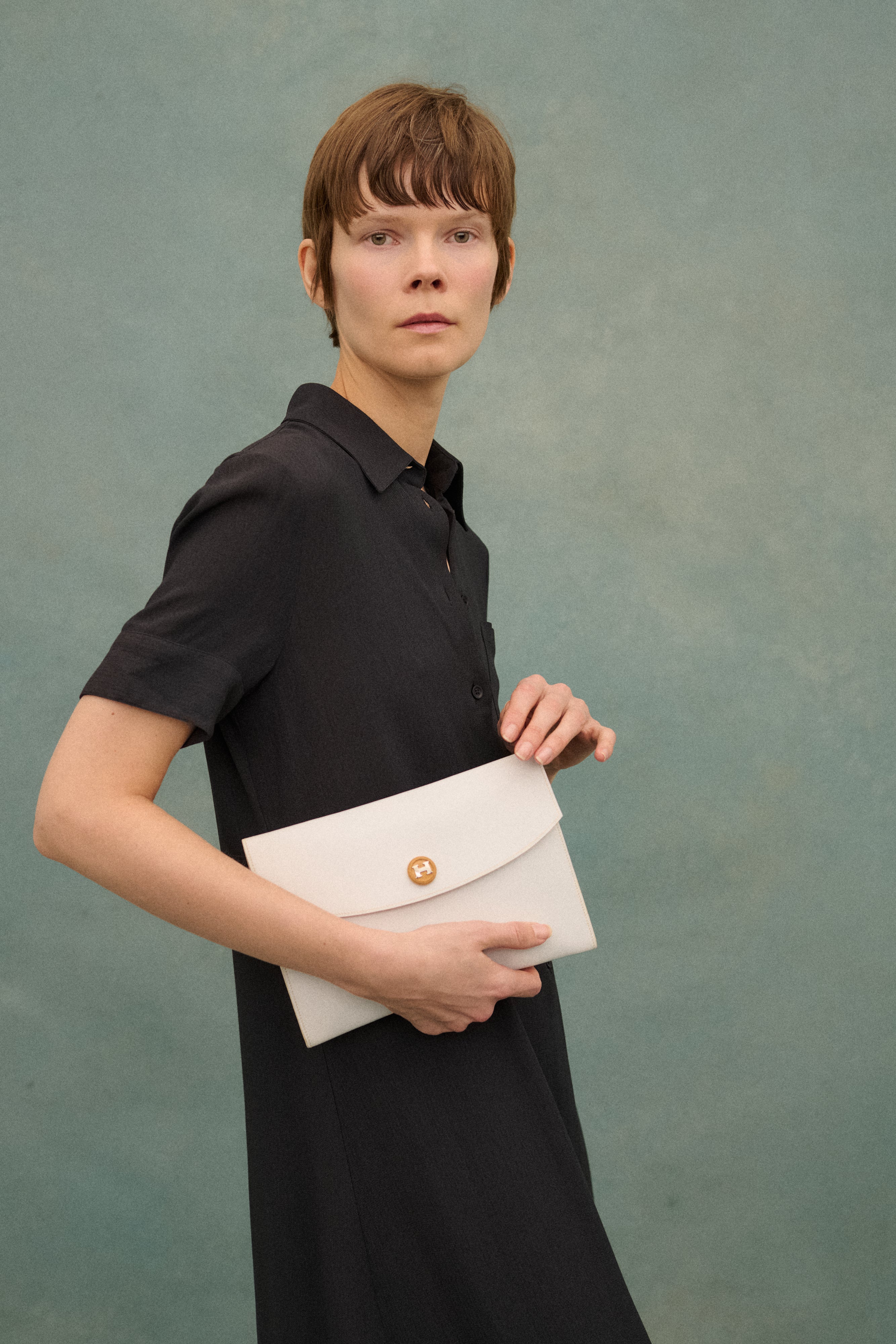 Hermes White Leather Rio Clutch - Desert Vintage