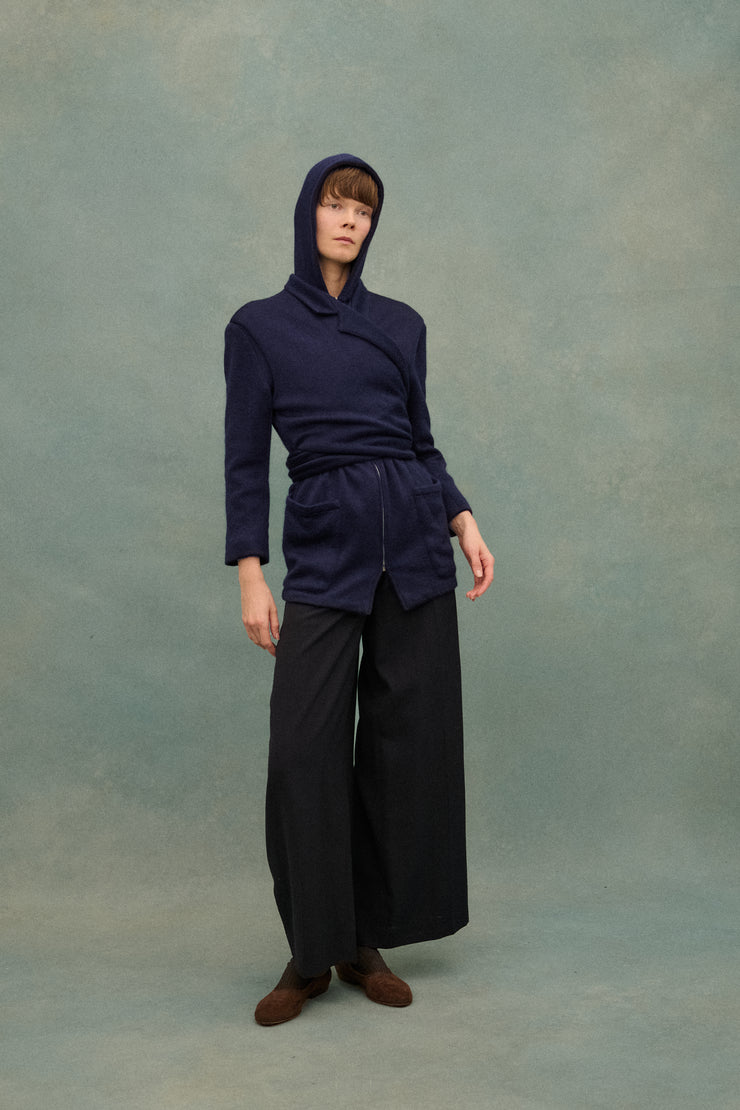 1980s JPG Navy Wrap Coat - Desert Vintage