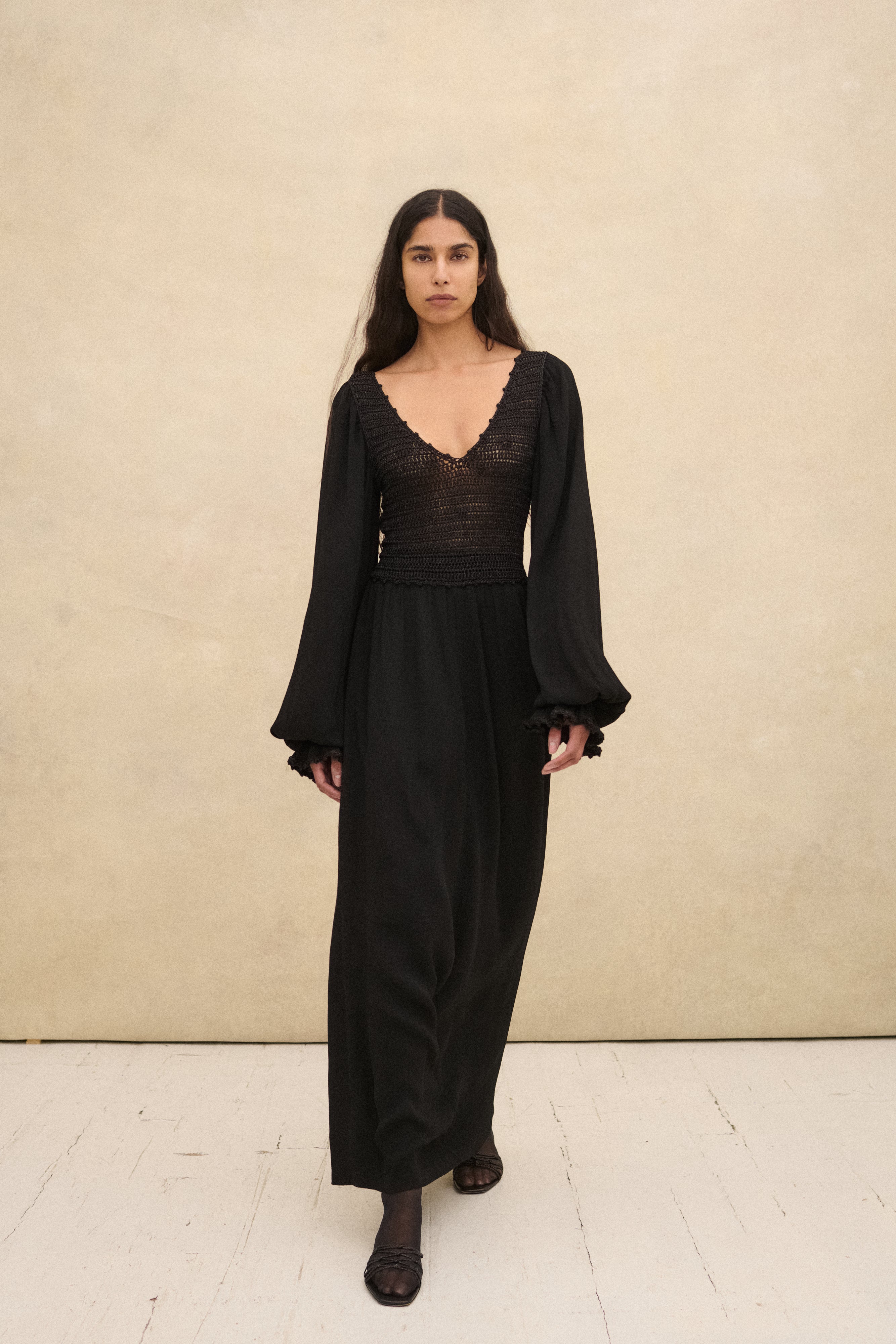 1970s Crochet Black Dress - Desert Vintage