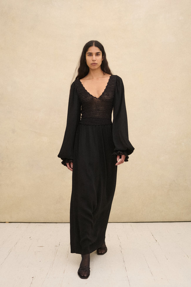 1970s Crochet Black Dress - Desert Vintage