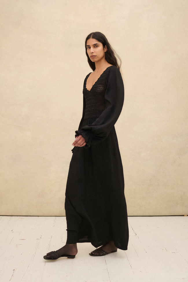 1970s Crochet Black Dress - Desert Vintage