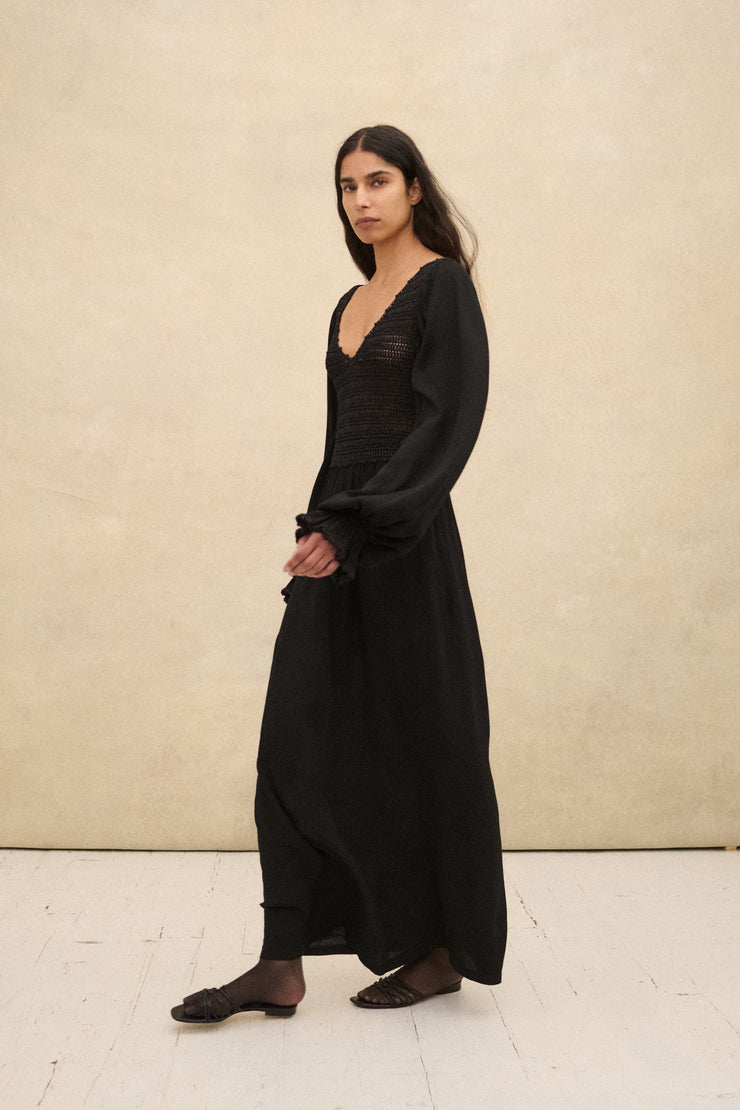 1970s Crochet Black Dress - Desert Vintage