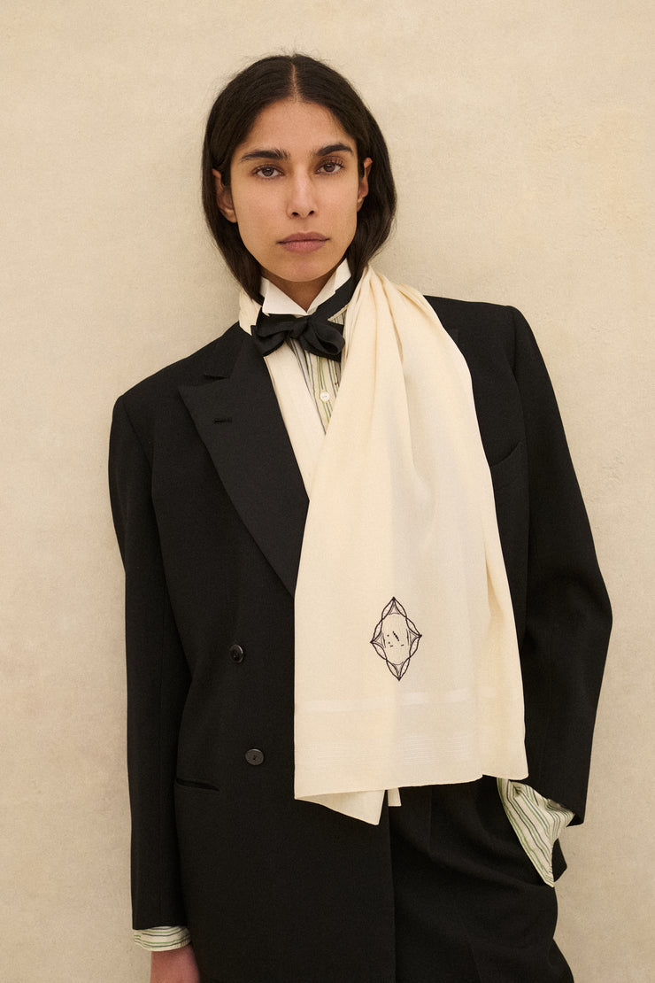 1920s Silk Monogram Scarf - Desert Vintage