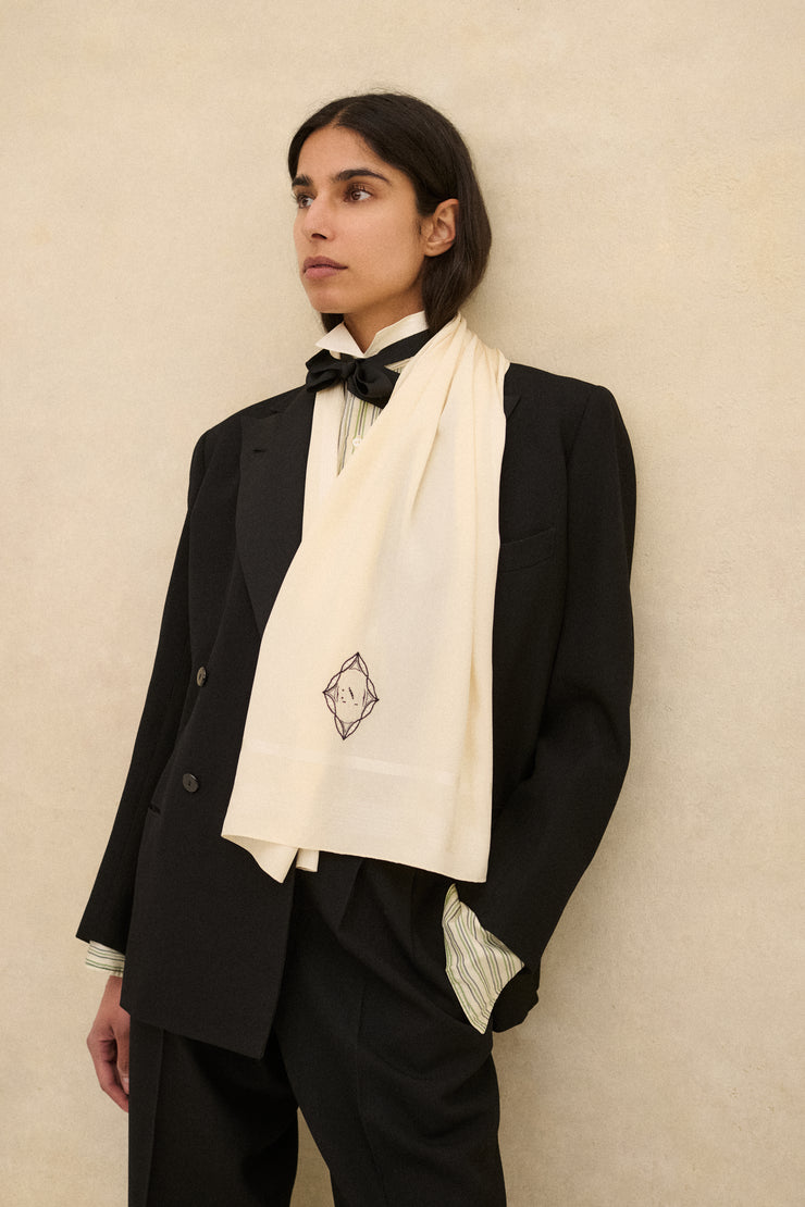 1920s Silk Monogram Scarf - Desert Vintage