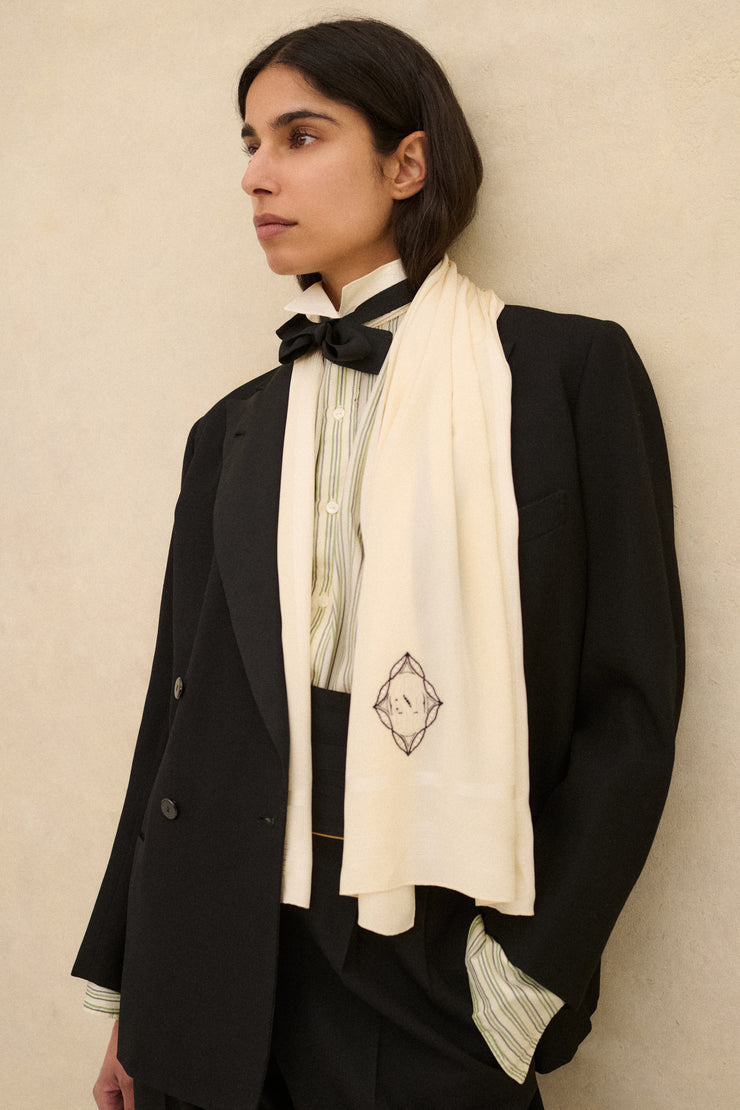 1920s Silk Monogram Scarf - Desert Vintage