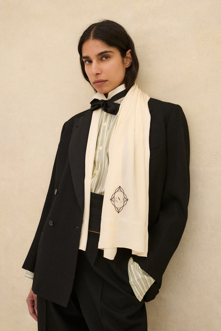 1920s Silk Monogram Scarf - Desert Vintage