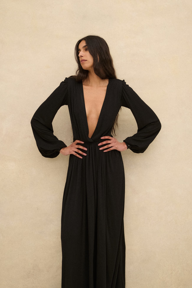 Ysl Black Jersey Gown - Desert Vintage