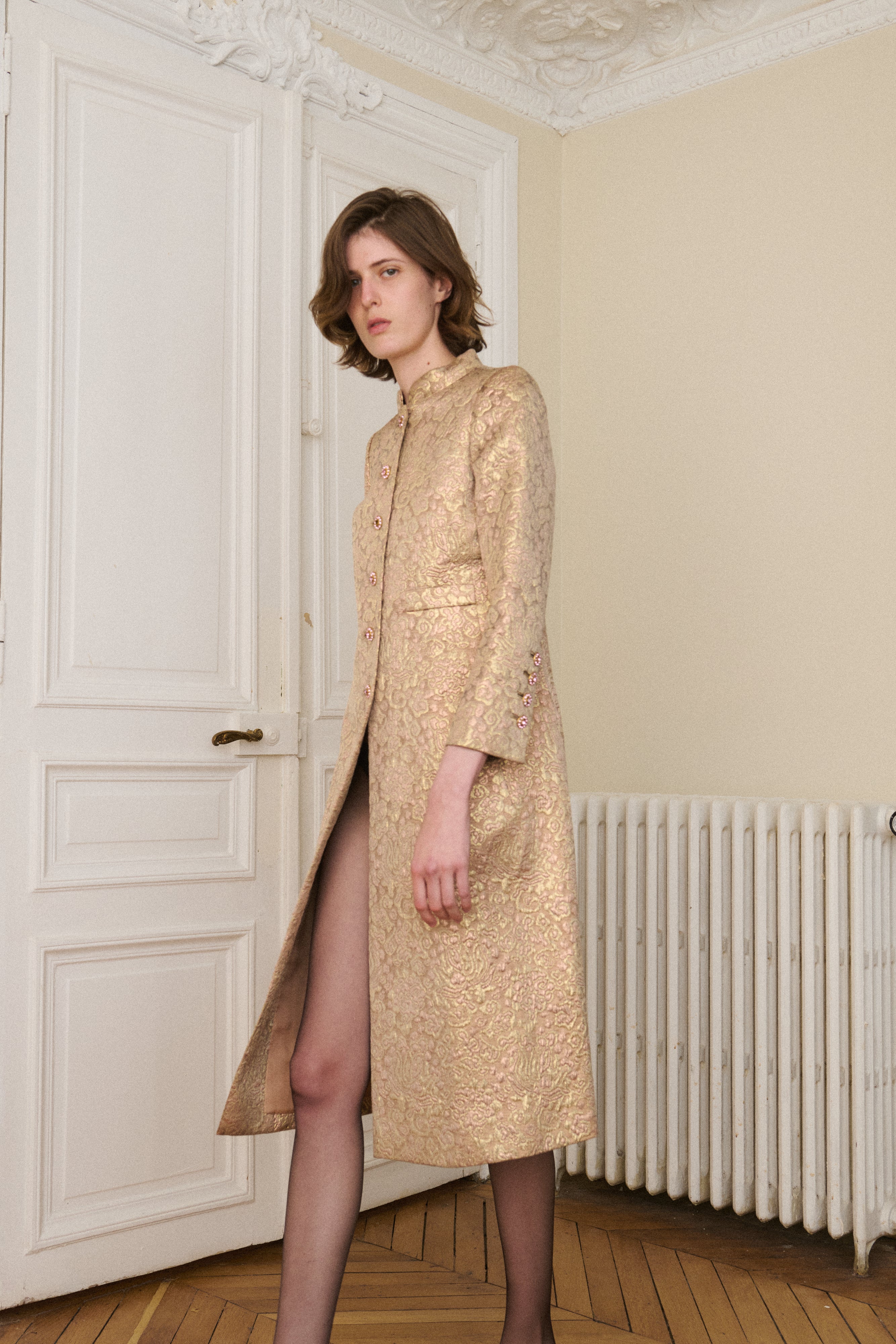 Ysl Brocade Coat - Desert Vintage