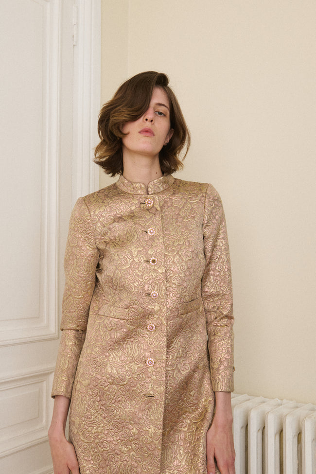 Ysl Brocade Coat - Desert Vintage