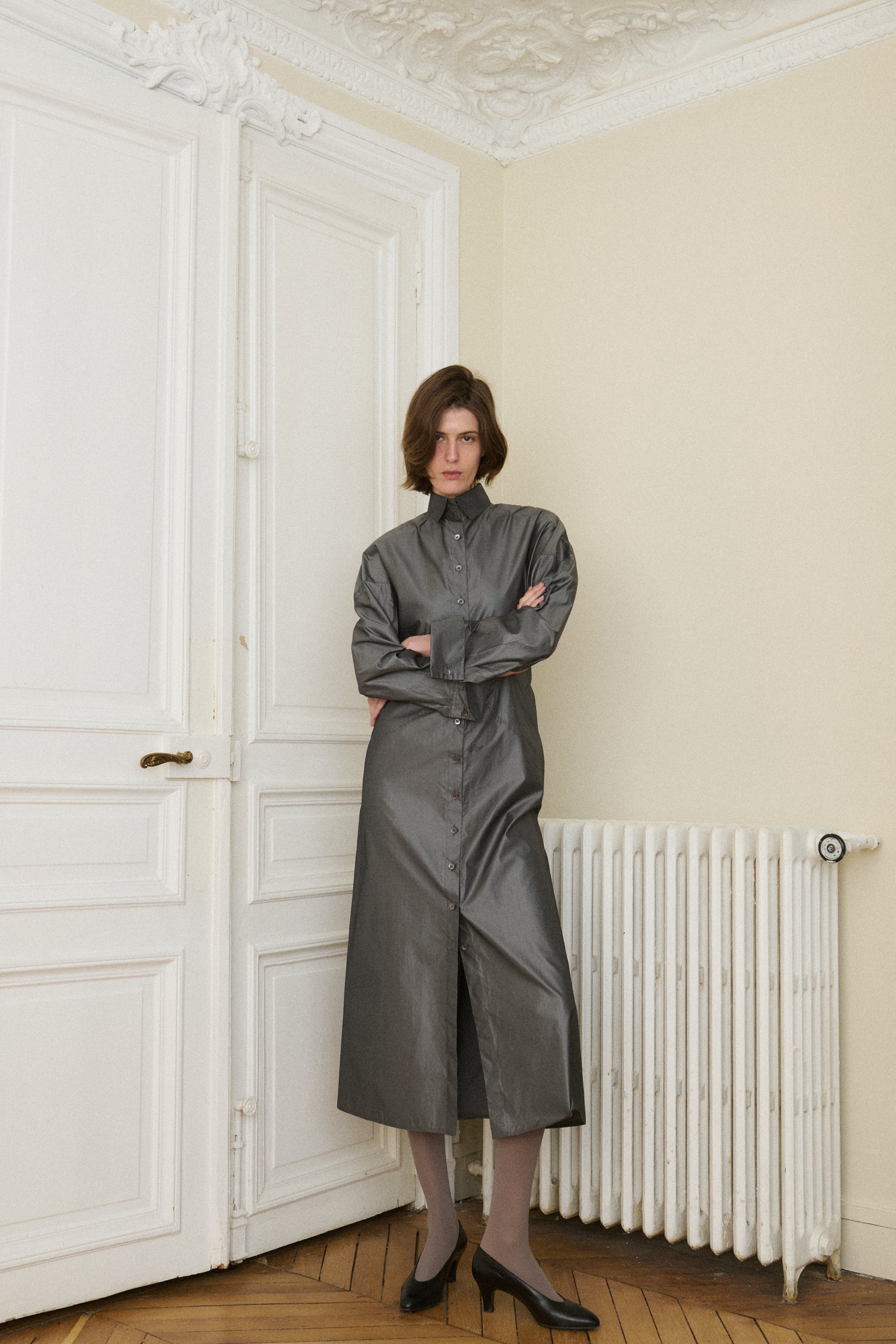 Alaïa Gunmetal Silk Dress - Desert Vintage