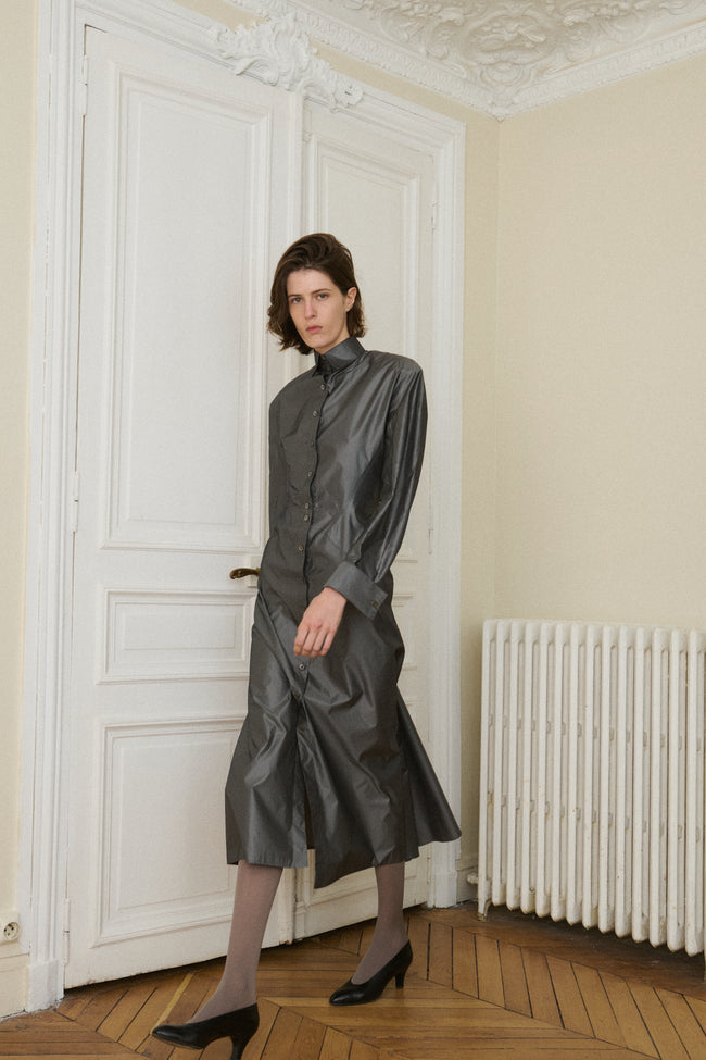Alaïa Gunmetal Silk Dress - Desert Vintage