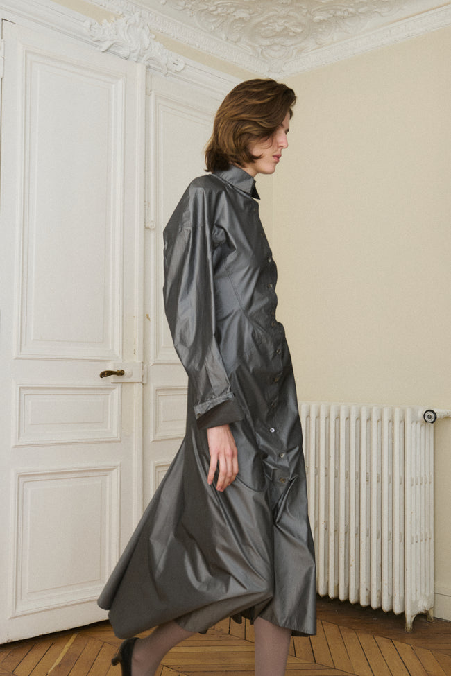 Alaïa Gunmetal Silk Dress - Desert Vintage