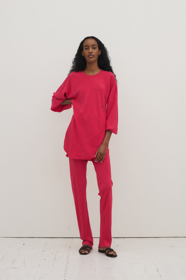 Halston Cerise Silk Ensemble - Desert Vintage
