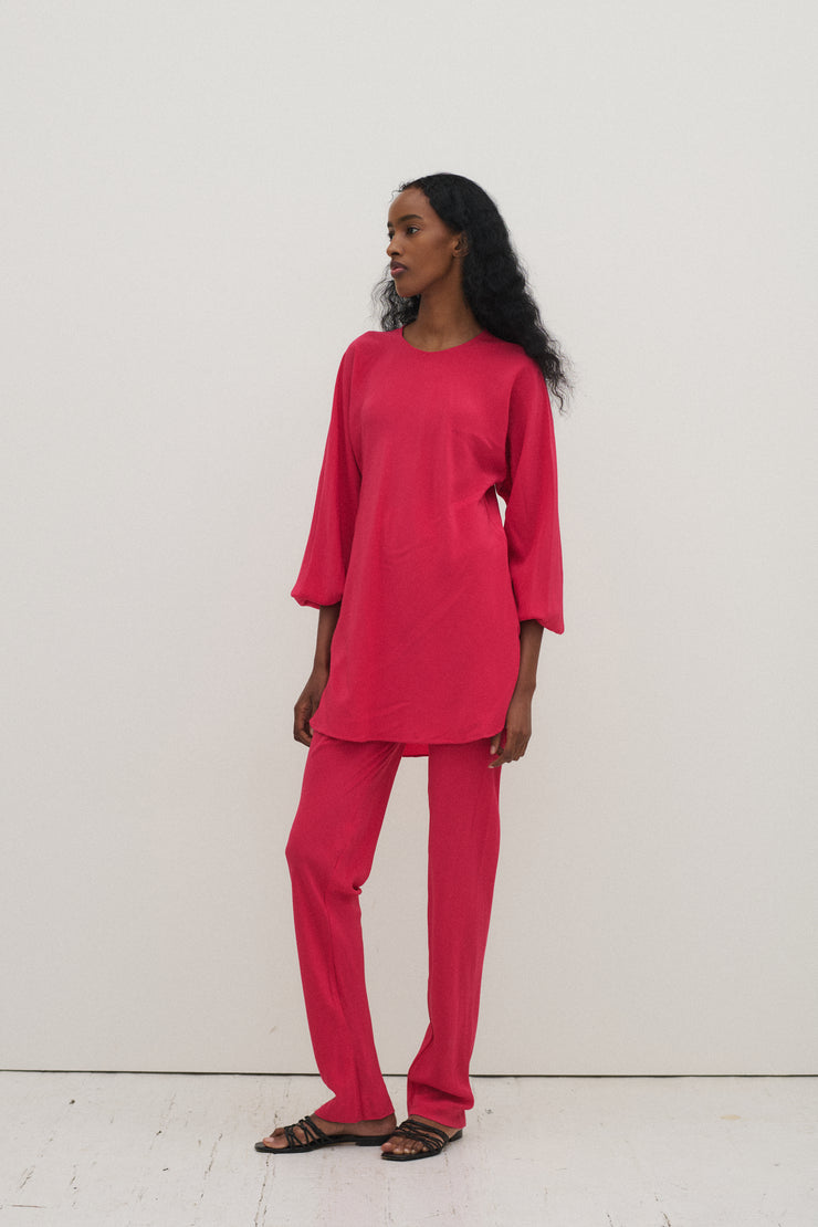 Halston Cerise Silk Ensemble - Desert Vintage