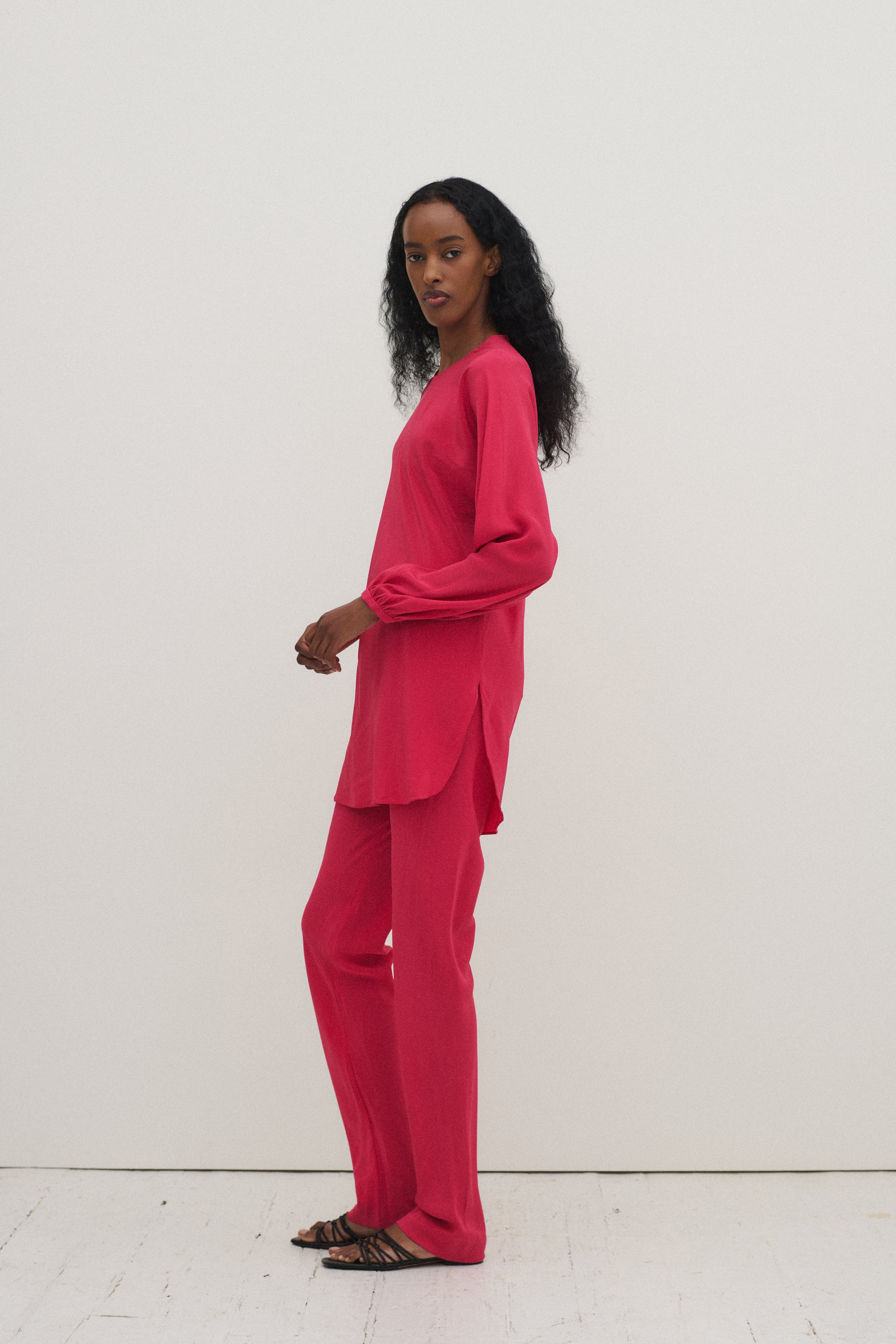 Halston Cerise Silk Ensemble - Desert Vintage
