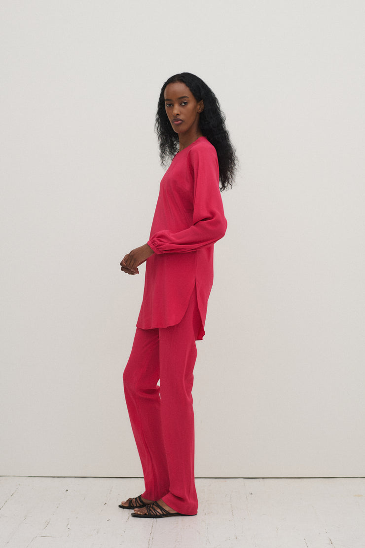 Halston Cerise Silk Ensemble - Desert Vintage