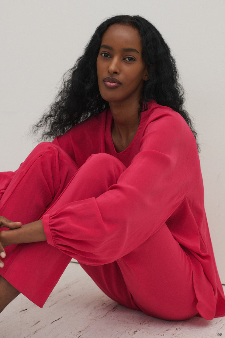 Halston Cerise Silk Ensemble - Desert Vintage