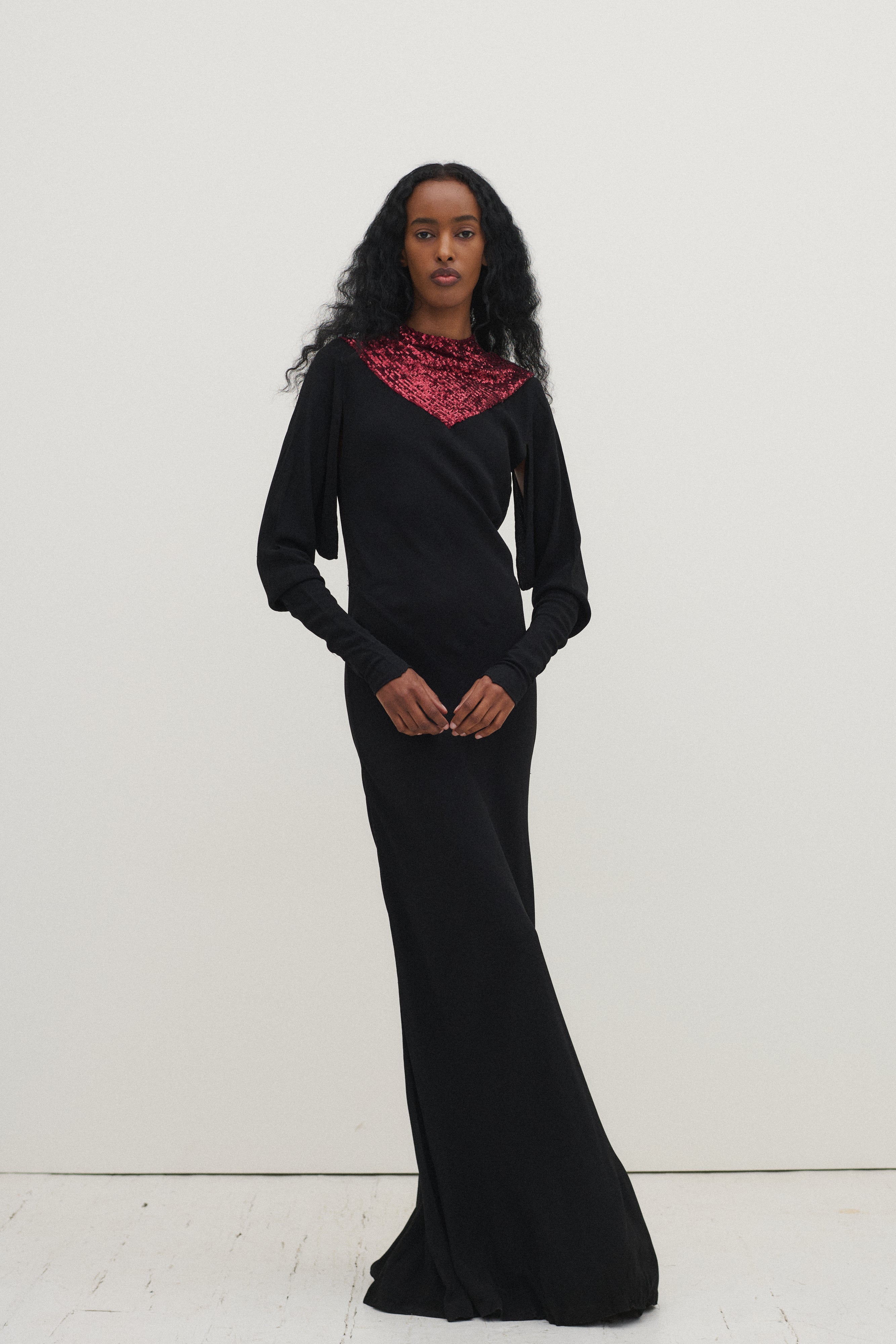 *Black Sequin Yolk Gown - Desert Vintage