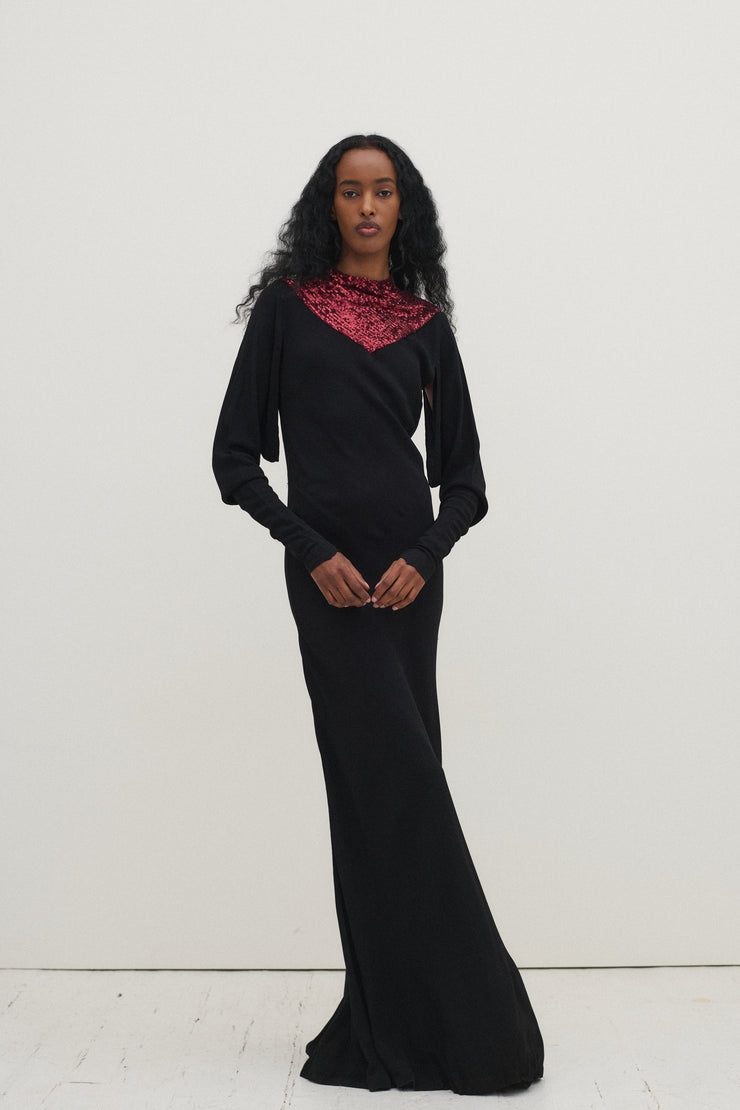 Black Sequin Yolk Gown - Desert Vintage