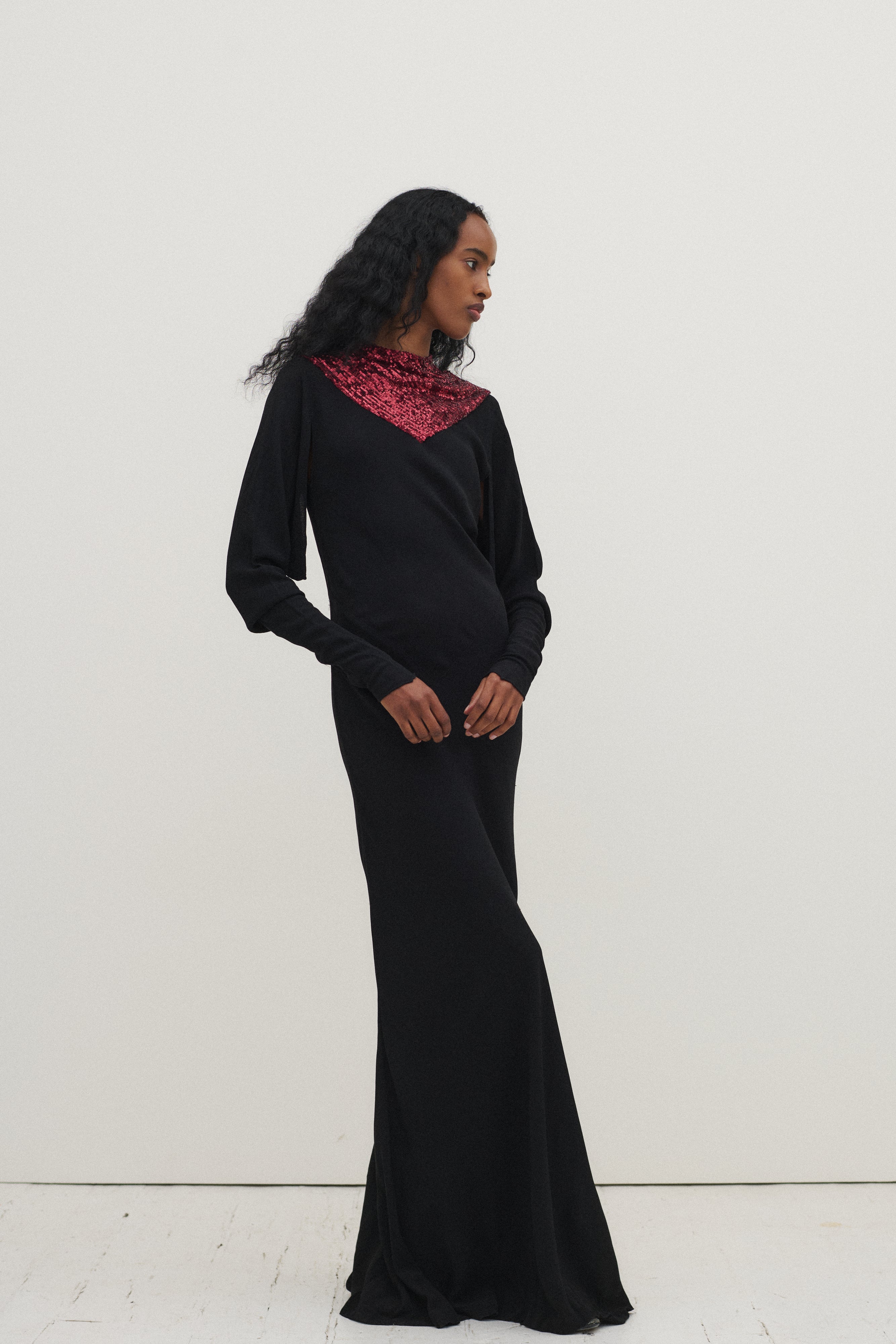 *Black Sequin Yolk Gown - Desert Vintage