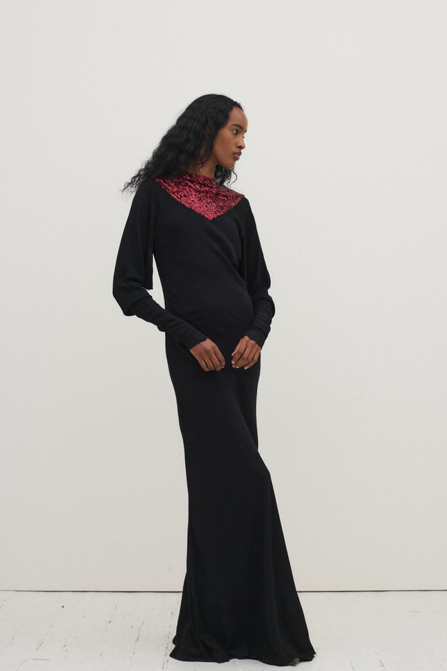 *Black Sequin Yolk Gown - Desert Vintage