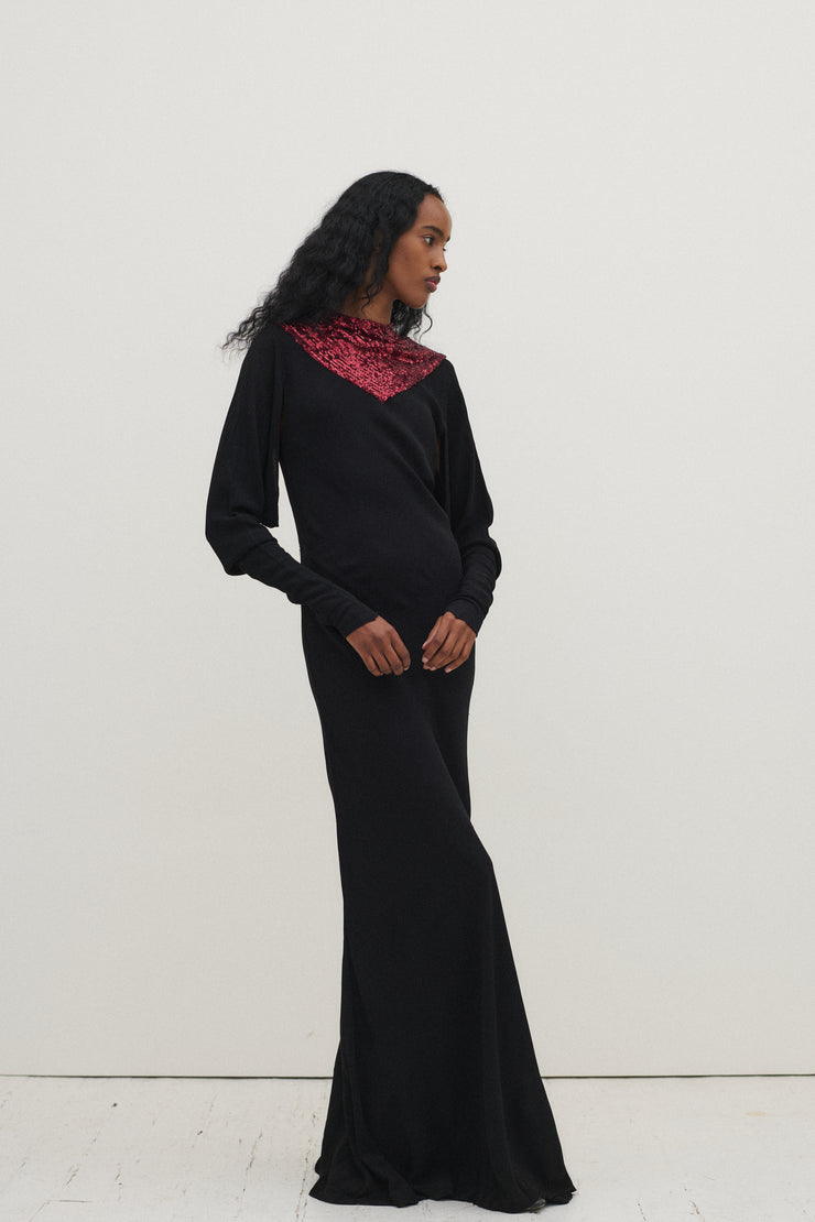 Black Sequin Yolk Gown - Desert Vintage