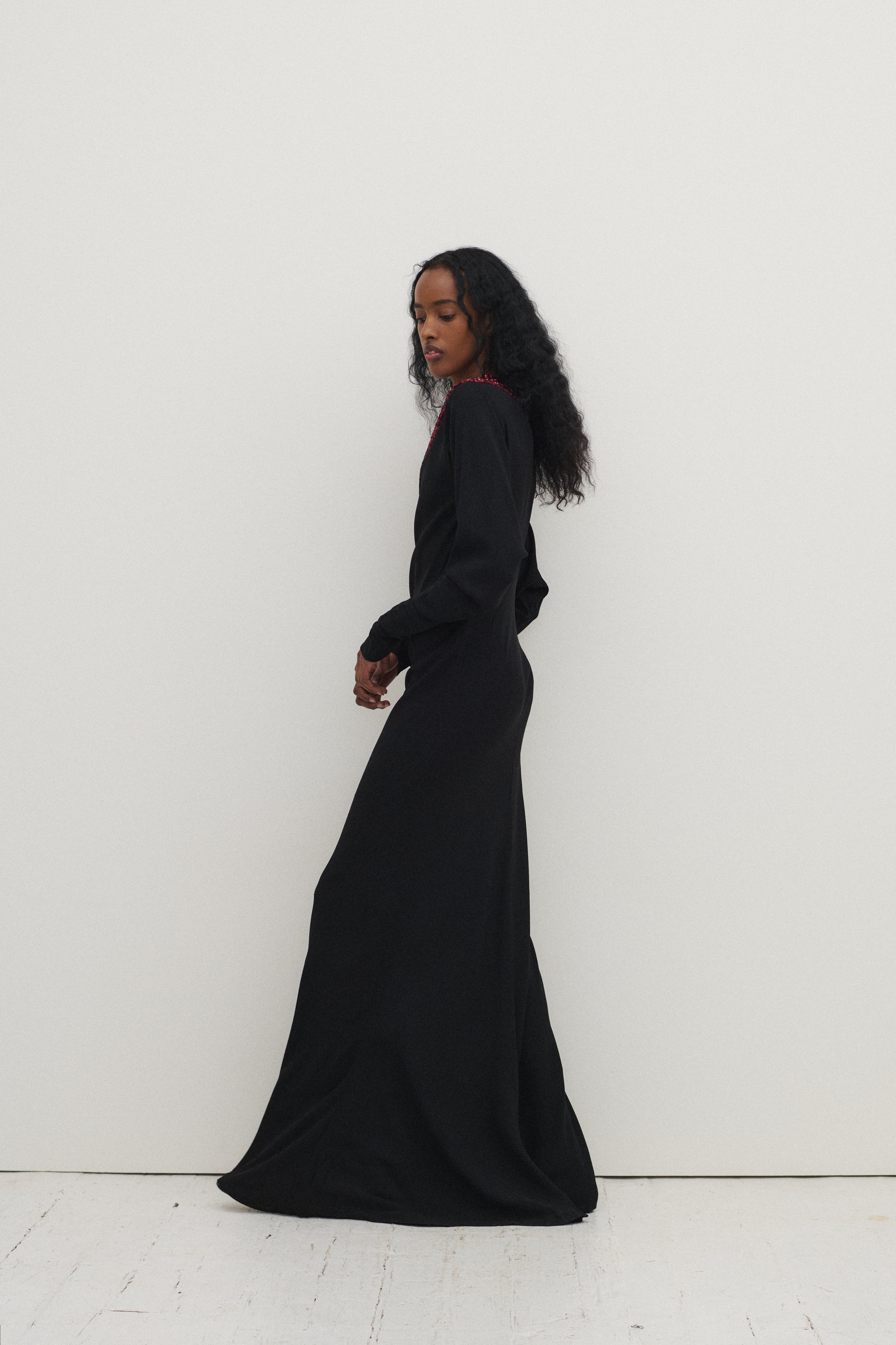 *Black Sequin Yolk Gown - Desert Vintage