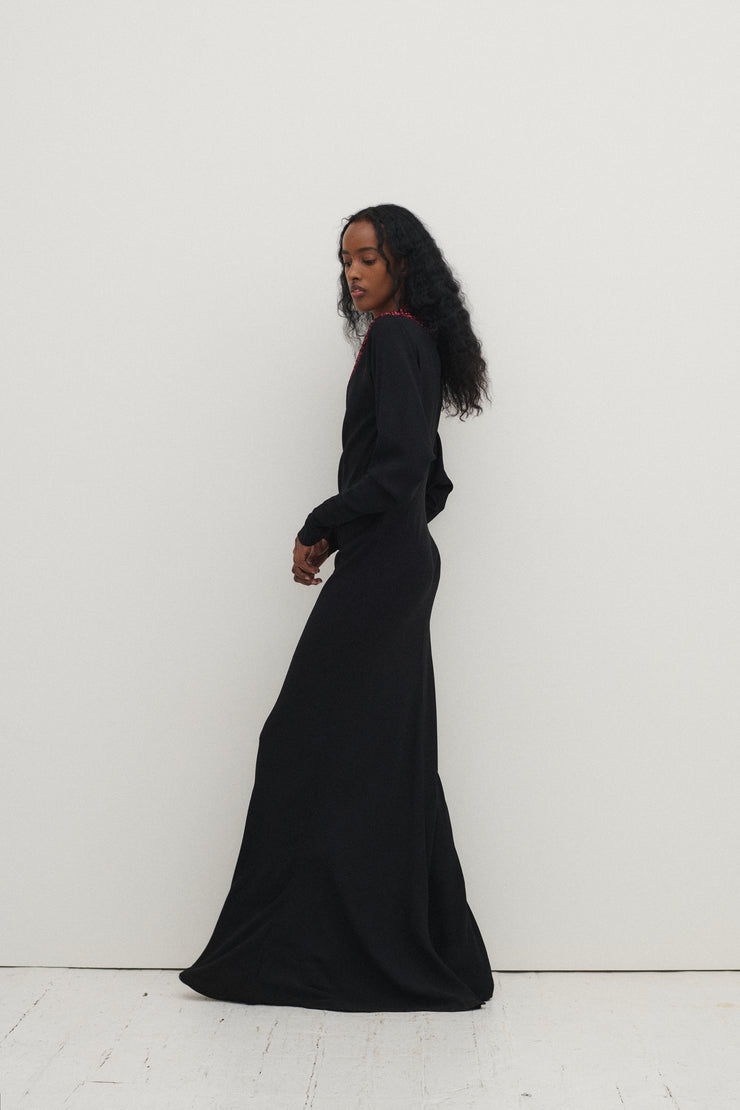 Black Sequin Yolk Gown - Desert Vintage