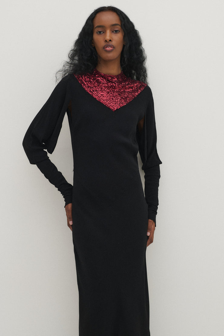 Black Sequin Yolk Gown - Desert Vintage