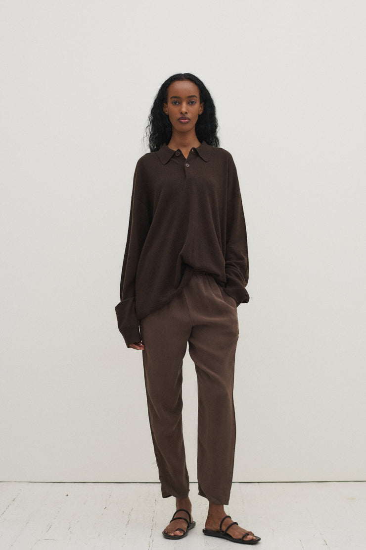 Zoran Brown Silk Trousers - Desert Vintage