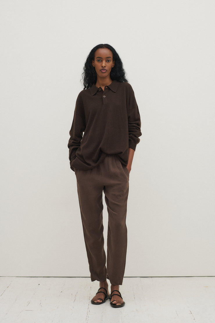 Zoran Brown Silk Trousers - Desert Vintage
