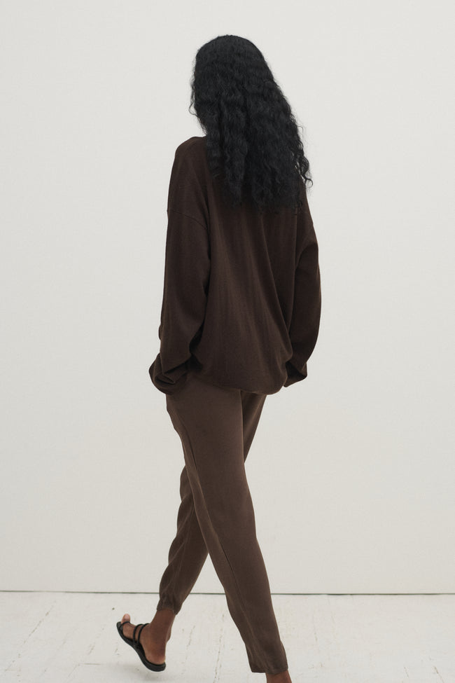 Zoran Brown Silk Trousers - Desert Vintage