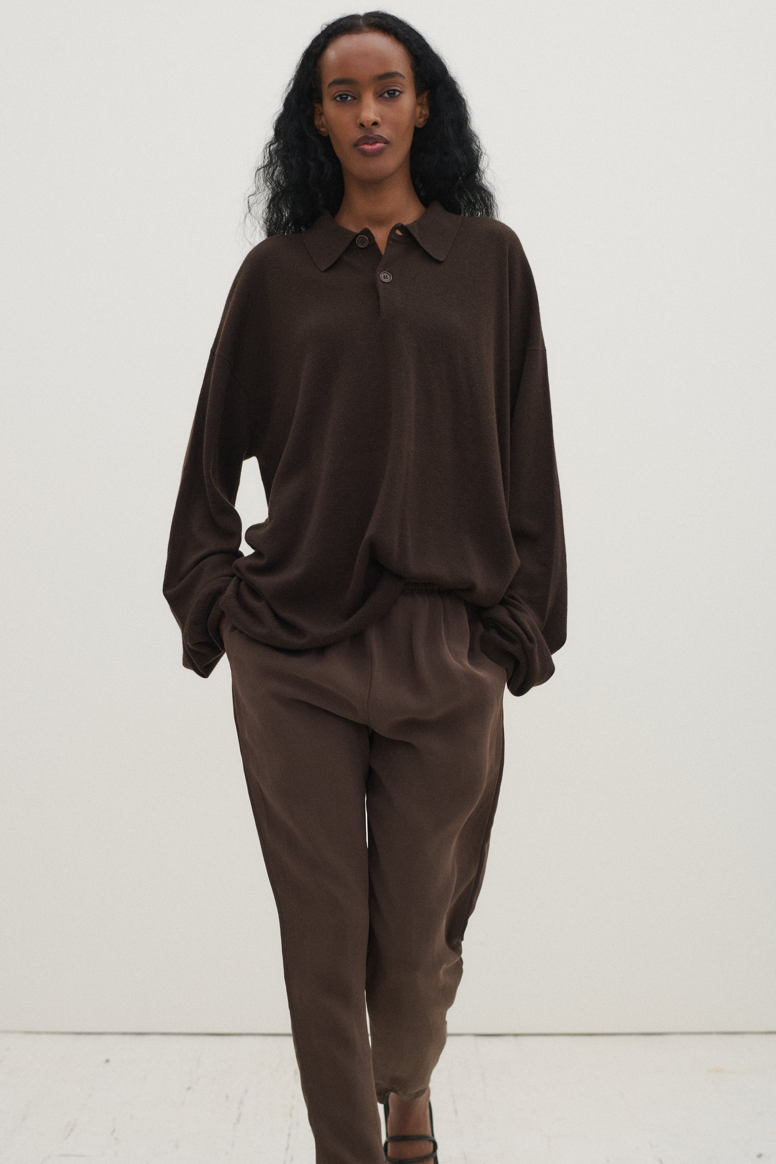Zoran Brown Silk Trousers - Desert Vintage
