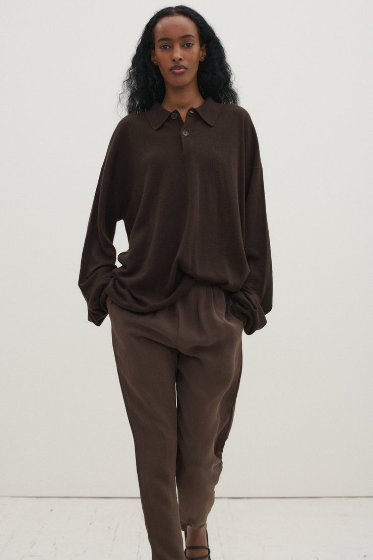 Zoran Brown Silk Trousers - Desert Vintage