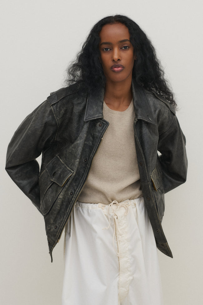 Armani Leather Bomber - Desert Vintage