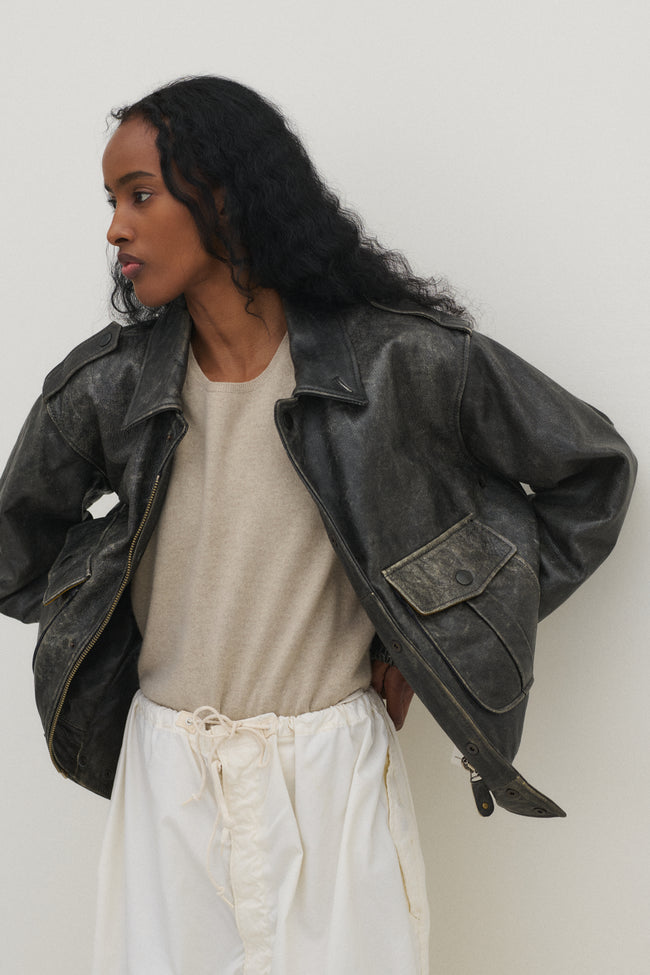 Armani Leather Bomber - Desert Vintage