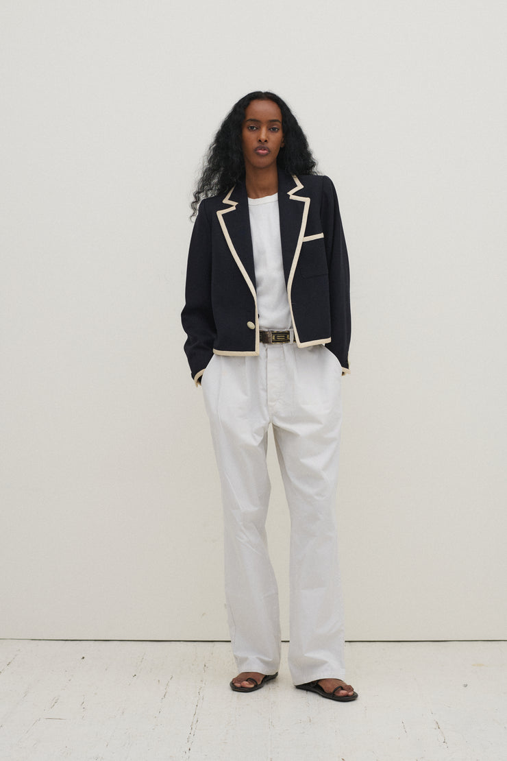 Ysl Navy Cropped Coat - Desert Vintage