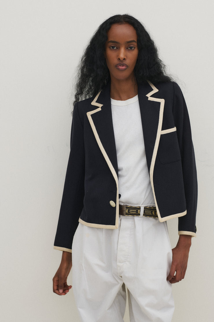 Ysl Navy Cropped Coat - Desert Vintage