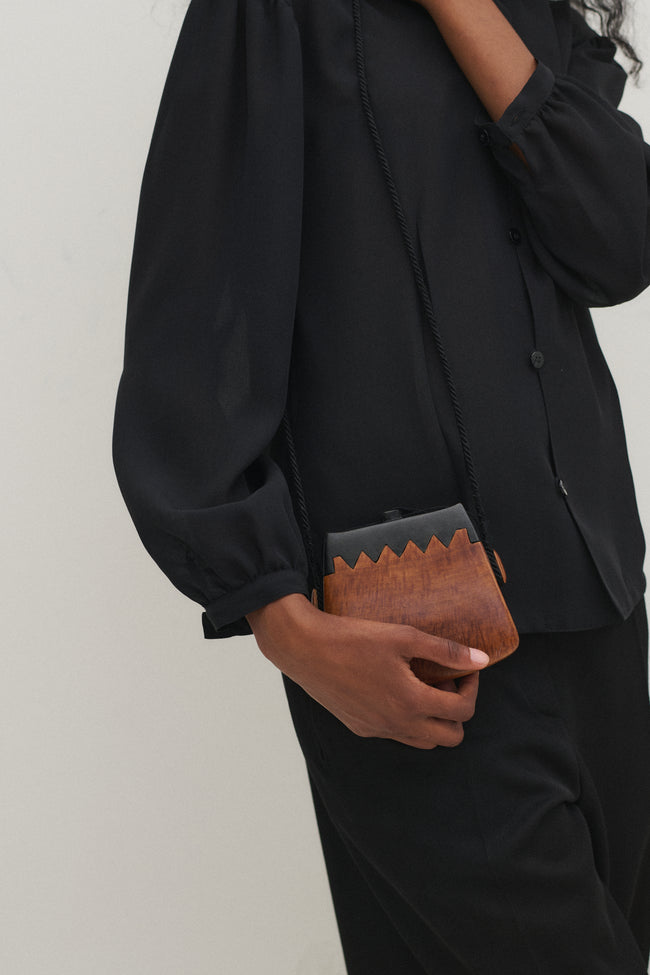 Hand Carved Wood Satchel - Desert Vintage