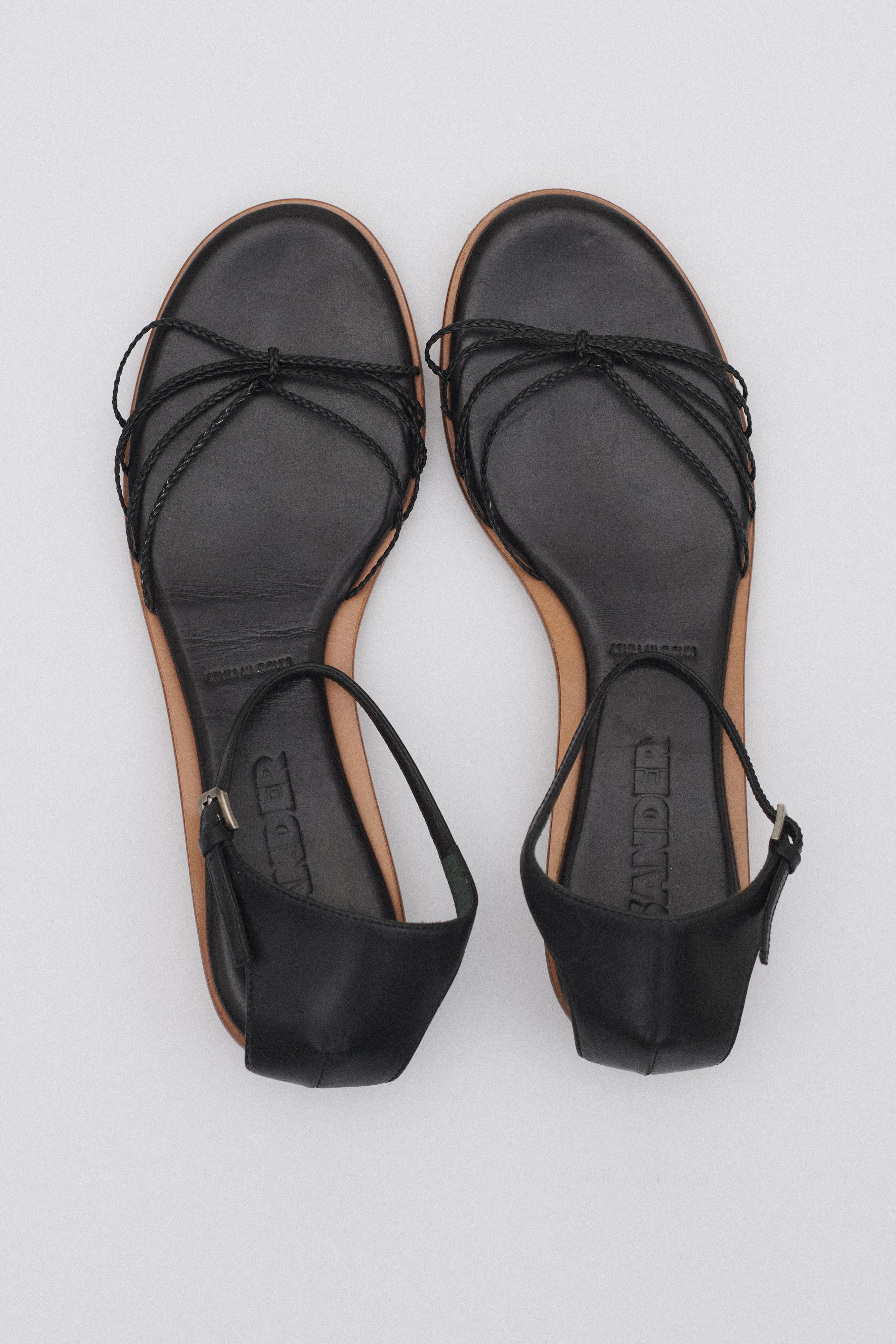 Jil Sander Black Leather Sandal - Desert Vintage