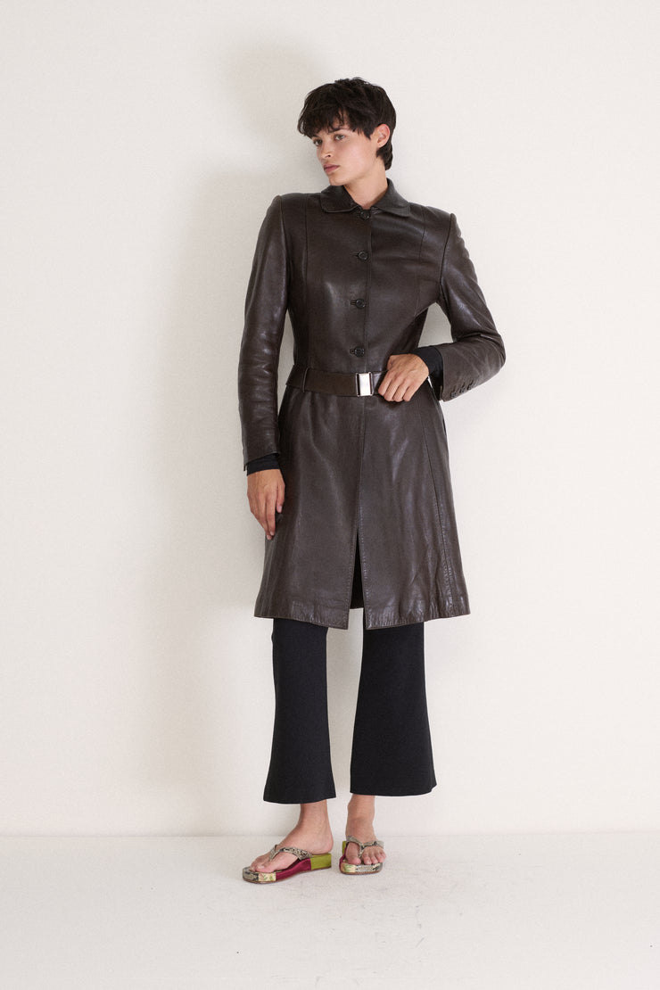 Prada Chocolate Leather Coat - Desert Vintage