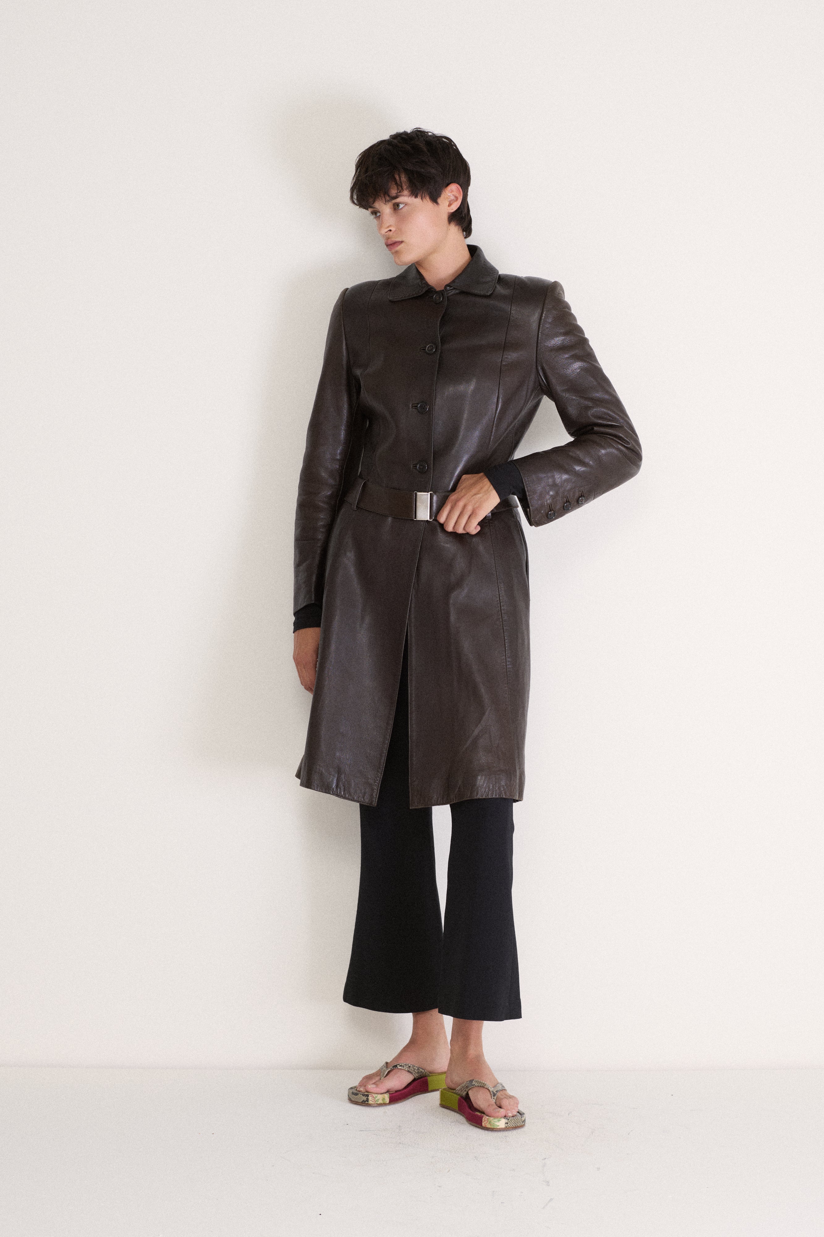 Prada Chocolate Leather Coat - Desert Vintage