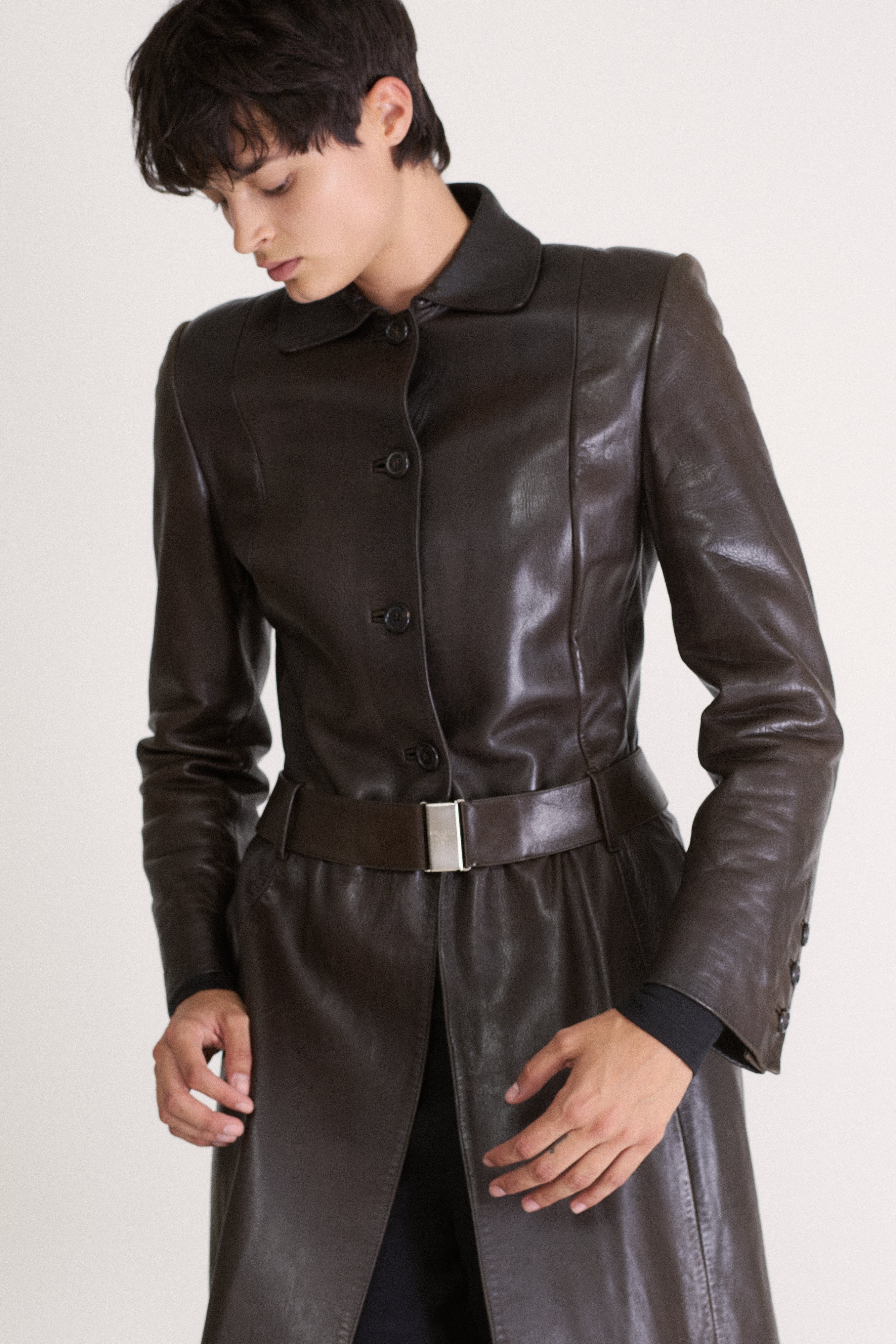 Prada Chocolate Leather Coat - Desert Vintage